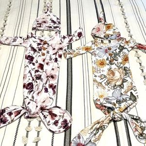 Caden Lane 0-3mon Floral Knot Gown and Hat
